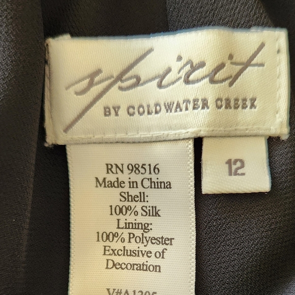 Black Silk Skirt, Lined, Size 12, Spirit by Coldwater Creek - Picture 3 of 9